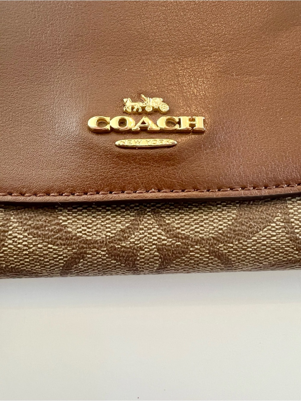 Coach Signature Wallet With Checkbook in Brown - Picture 4 of 12
